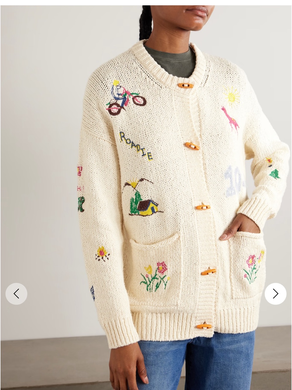 NWT Mother The Long Drop embroidered cotton and alpaca-blend cardigan Sz L - Picture 11 of 13